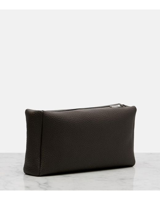 The Row Black Squared Compact Leather Clutch