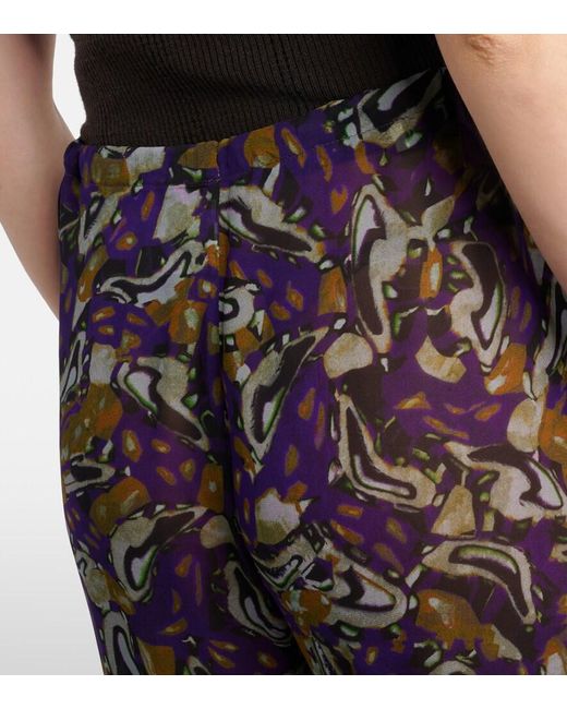 Dries Van Noten Gray Printed Wide-Leg Pants