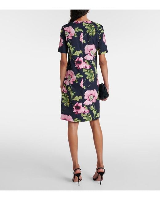 Oscar de la Renta Multicolor Floral Cotton-Blend Minidress