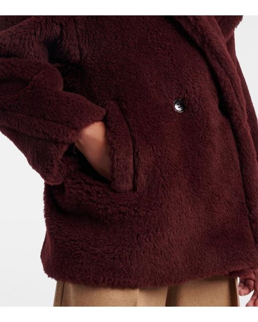 Max Mara Red Olga Apaca, Wool And Silk Peacoat