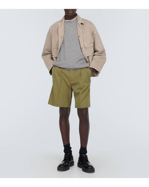 Shorts in gabardine di lana di Auralee in Green da Uomo
