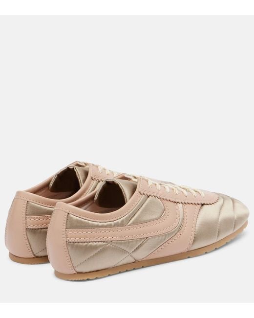 Dries Van Noten Natural Leather-Trimmed Satin Sneakers