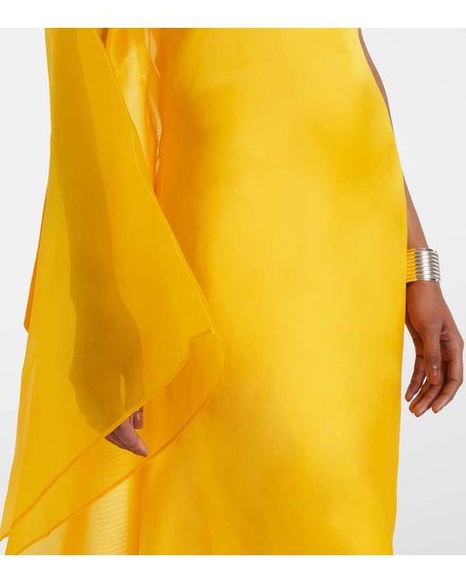 ‎Taller Marmo Yellow Kaftan Betsy Fantasma Aus Seiden-Cady