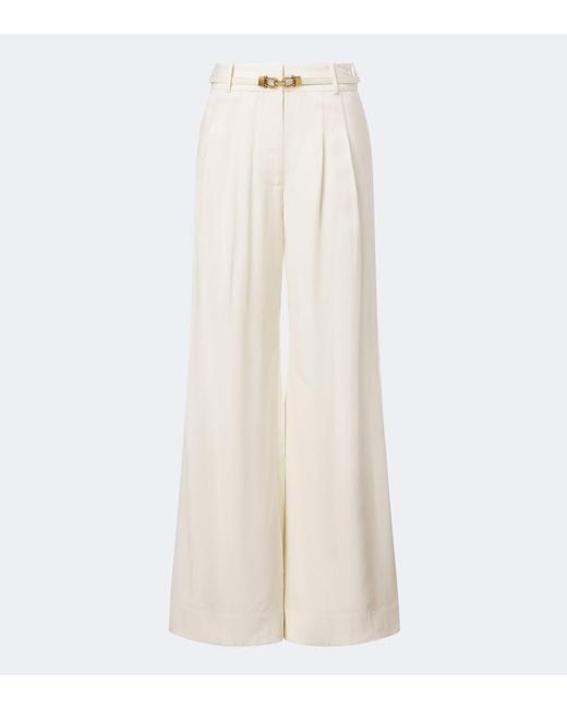 Zimmermann White Belted Wide-Leg Pants
