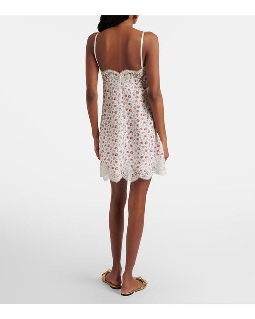 Dolce & Gabbana White Floral Silk And Cotton-Blend Slip Dress