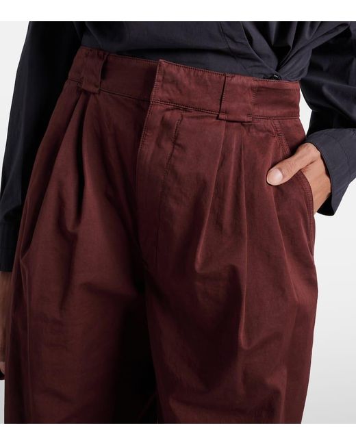 Lemaire Red High-rise Cotton Satin Wide-leg Pants