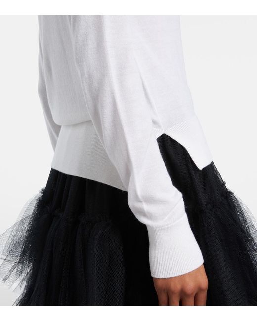 Simone Rocha White Faux Pearl-Embellished Wool And Silk Cardigan