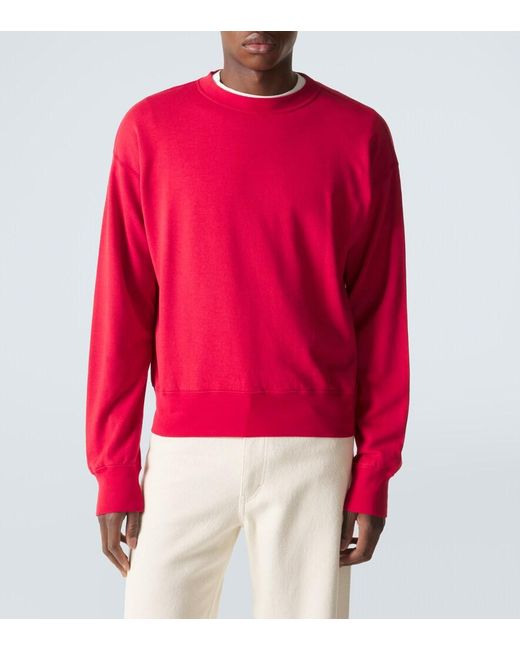 Auralee Sweatshirt Aus Baumwolle, Wolle Und Seide in Red für Herren