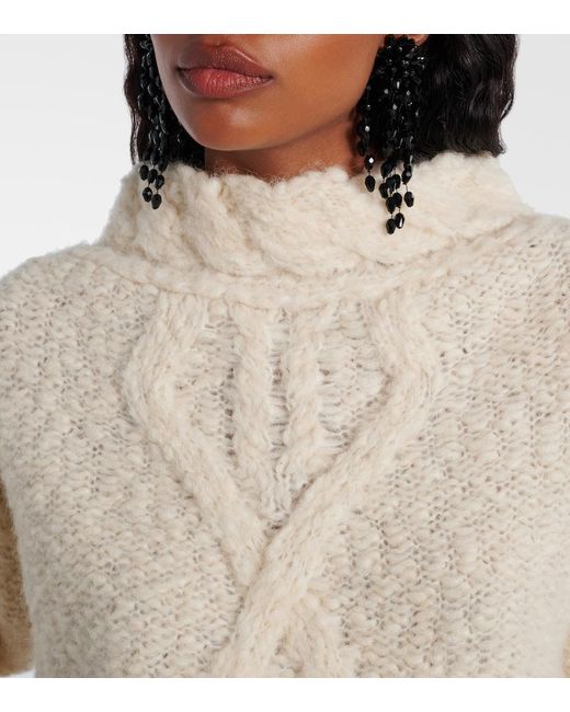 Isabel Marant Natural Romane Cable-Knit Turtleneck Sweater