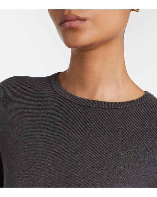 Lisa Yang Gray Vivian Cotton And Cashmere Sweater
