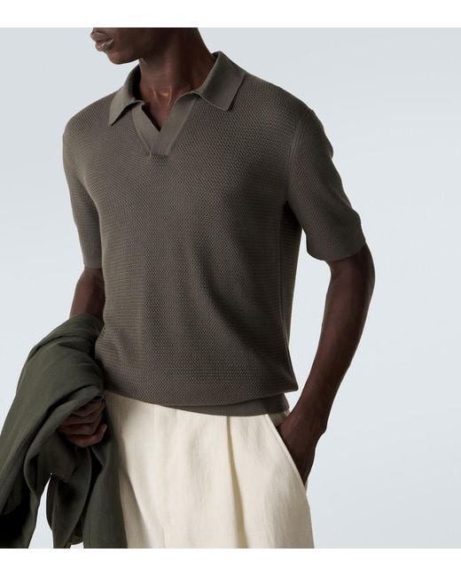 Zegna Green Knitted Cotton Polo Shirt for men
