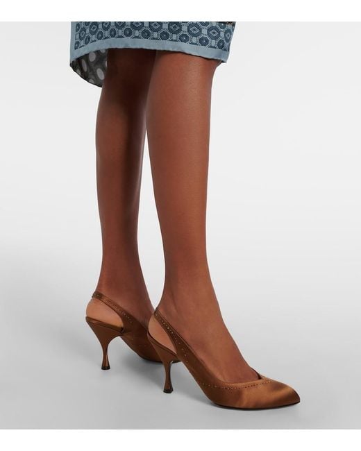 Herbert Levine Brown Star Dust 95 Embellished Satin Slingback Pumps