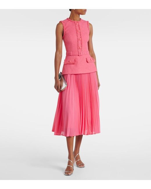Rebecca Vallance Pink Montana Crepe And Georgette Midi Dress