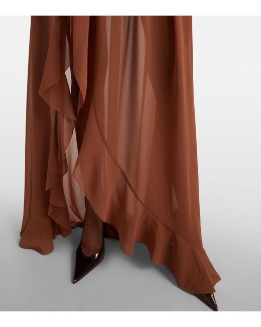 JACQUES WEI Brown Draped Asymmetric Maxi Skirt