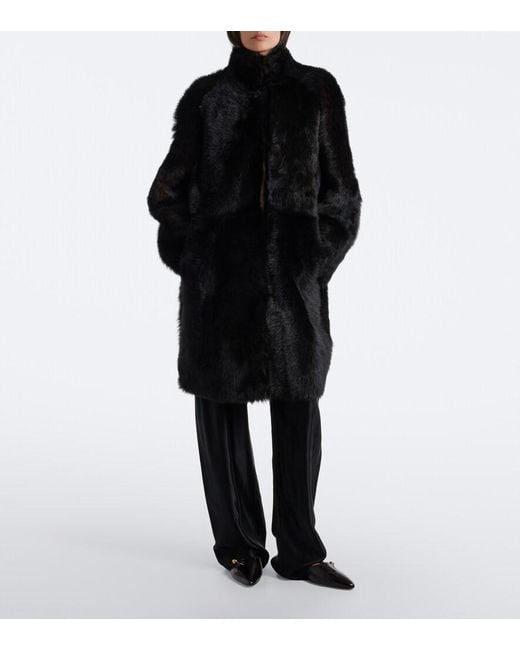 Nour Hammour Black Blaise Shearling Coat