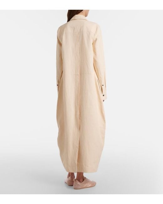 Jil Sander Natural Oversized Linen Shirt Dress