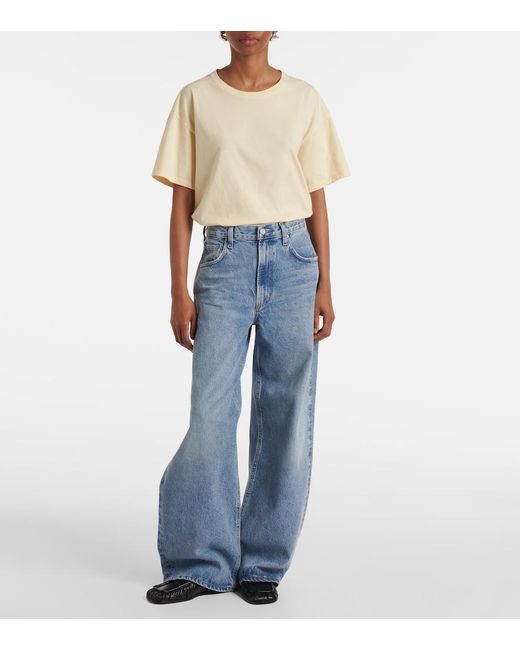 Agolde Blue Low Curve Mid-Rise Wide-Leg Jeans