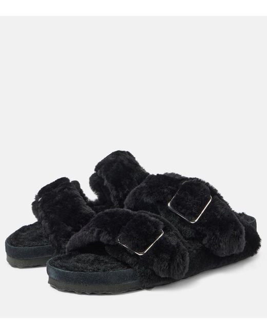 Birkenstock Black Arizona Shearling Sandals