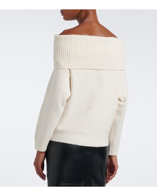 Loulou de Saison Natural Sibyl Off-Shoulder Cashmere-Blend Sweater