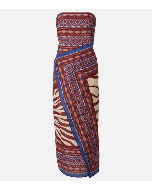 Johanna Ortiz Red Printed Wrap Dress
