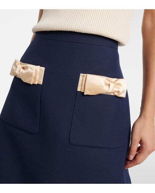 Valentino Blue Crepe Couture Bow-Detail Miniskirt