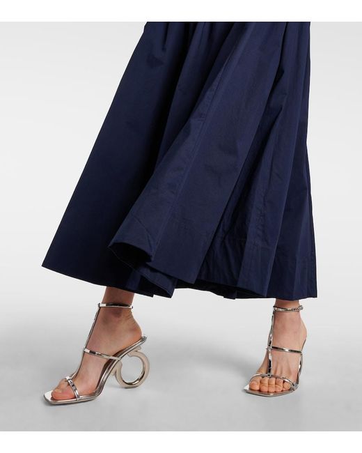 Staud Blue Harrington Chino And Poplin Maxi Dress