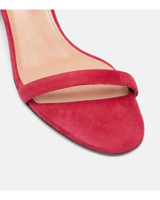 Aquazzura Red Bow Tie 50 Suede Sandals