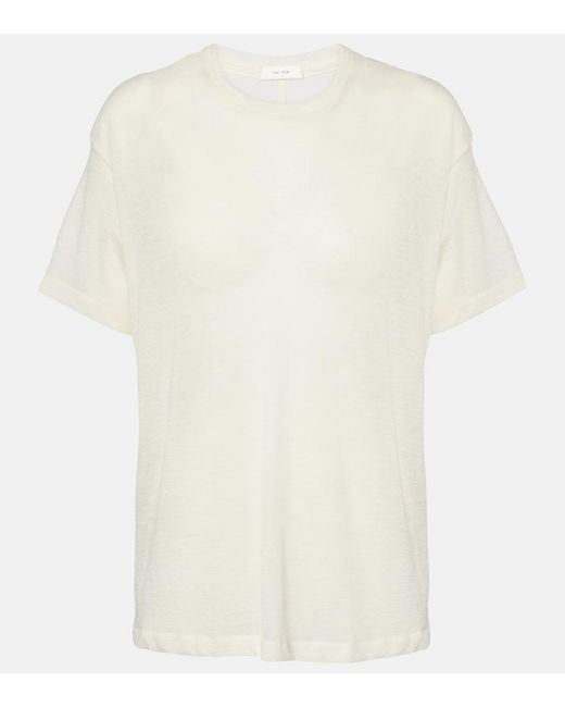 The Row White Lila Cashmere Jersey Top