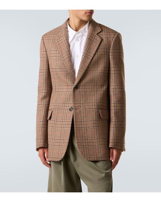 Loewe Brown Prince Of Wales Check Wool Blazer for men