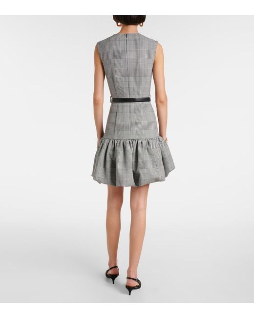 Self-Portrait Gray Belted Prince Of Wales Check Minidress