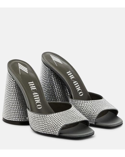 The Attico Black Luz Crystal-Embellished Leather Mules