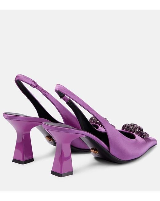 Versace Purple La Medusa Satin Slingback Pumps