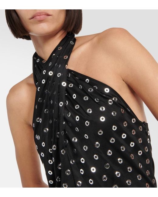 Alaïa Black Embellished Halterneck Midi Dress