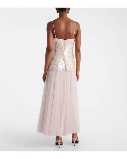 Abito Lungo Maxine Con Paillettes di Jonathan Simkhai in Natural