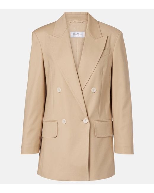 Max Mara Natural Suez Double-Breasted Cotton-Blend Blazer