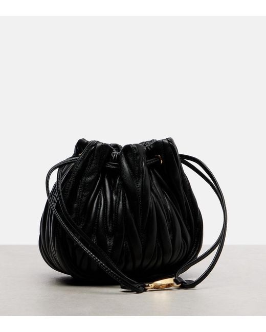 Miu Miu Black Matelasse Leather Bucket Bag