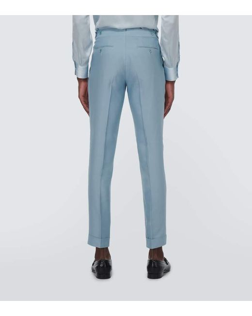 Pantalones de traje Atticus II de sarga de seda Tom Ford de hombre de color Blue
