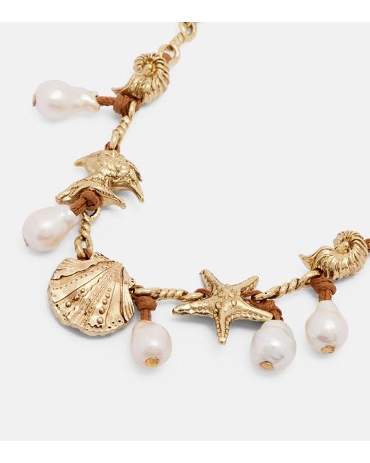 ALÉMAIS Metallic Faux Pearl Embellished Charm Necklace