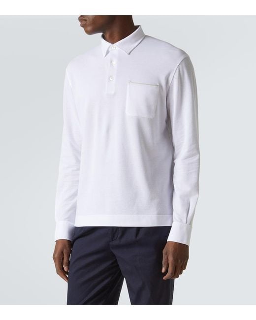 Zegna White Logo Cotton Polo Shirt for men