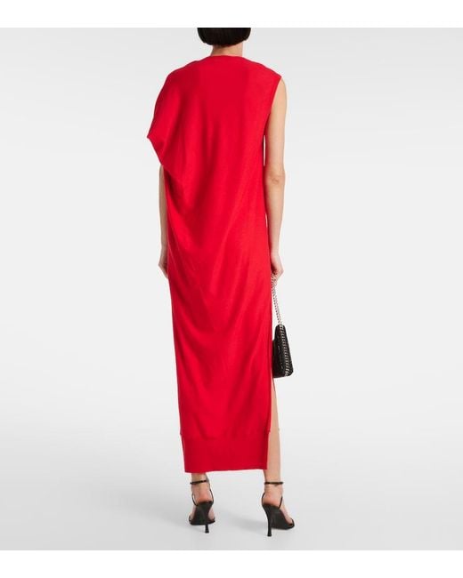 Stella McCartney Red Draped Wool Maxi Dress