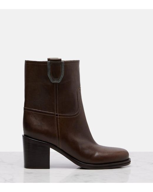 Brunello Cucinelli Brown Leather Ankle Boots