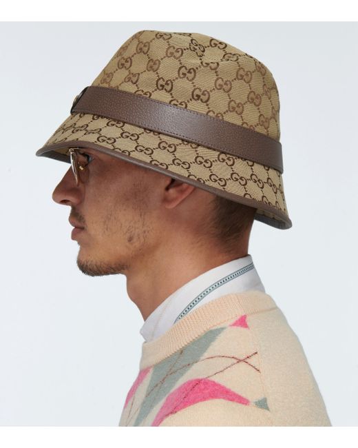 Chapeau en toile GG Gucci pour homme en coloris Neutre - Lyst