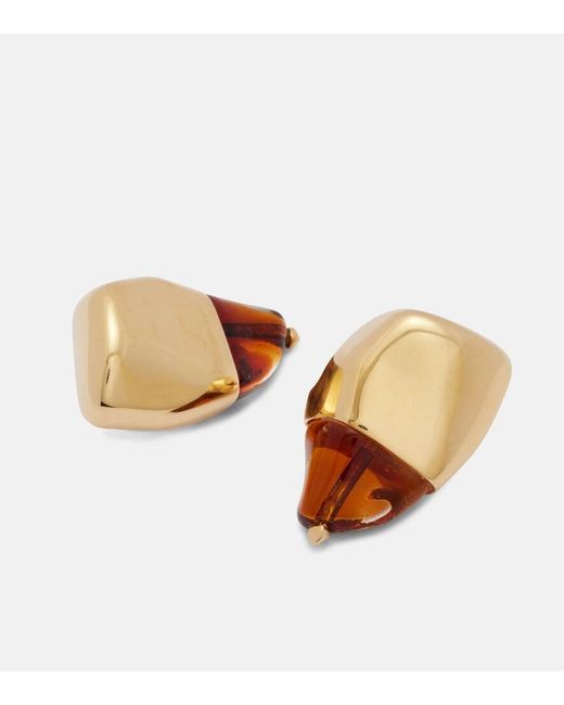 Bottega Veneta White Prisma Small 18Kt-Plated Earrings