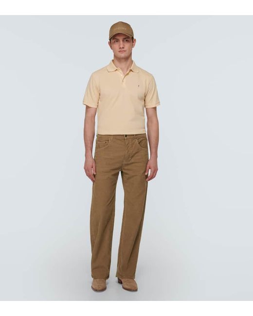 Saint Laurent Natural Cotton Corduroy Straight Pants for men