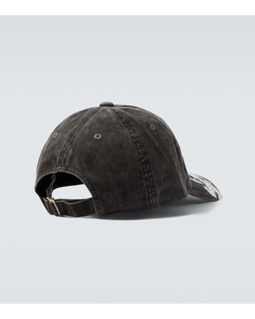 Acne Black Logo Cotton Twill Baseball Cap for men