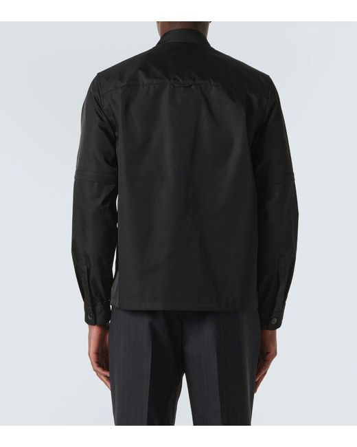 Camicia nera in re-nylon con logo di Prada in Black da Uomo