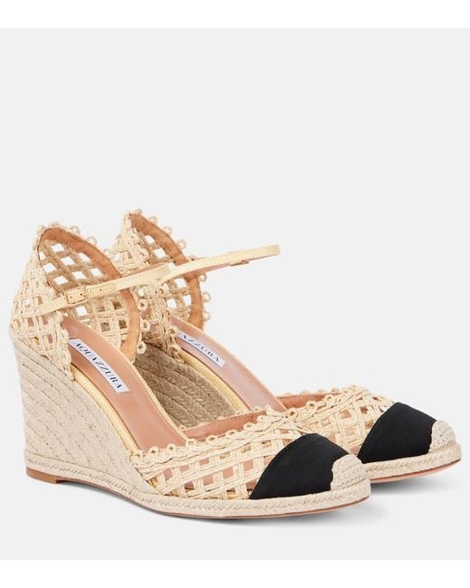 Aquazzura Natural Sunburst 120 Espadrille Wedges