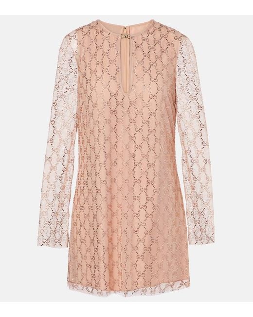 knee length dresses for ladies Gucci Pink Elasticated Waist Mini Dress with Ruffle on the Neckline an –  Sellier main image 1