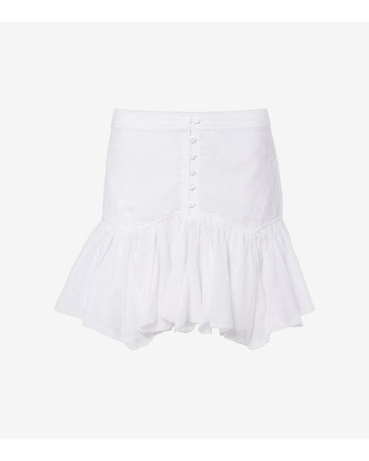 Isabel Marant White Daneen Ruffled Cotton-Blend Miniskirt