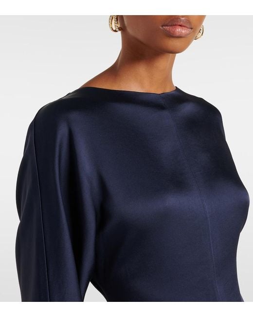 Jonathan Simkhai Blue Catriona Satin Midi Dress